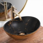Накладной умывальник Rea Sofia in Marble Mat Black Gold